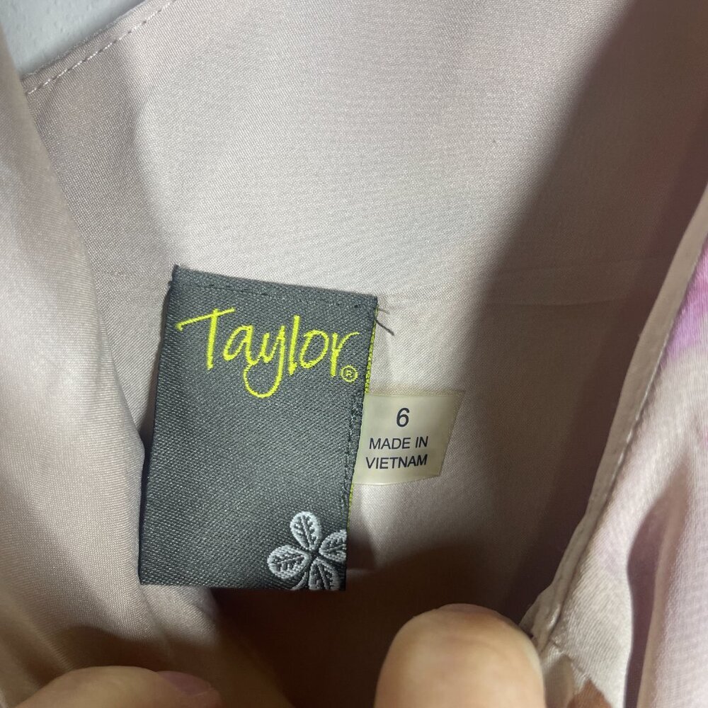 Taylor Women's Sleeveless Floral Maxi Dress Tie Waist Pink Tan Size: 6 - Picture 3 of 7